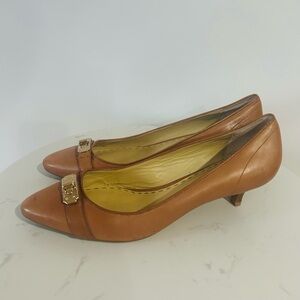 Size 8 coach kitten heel , leather shoes